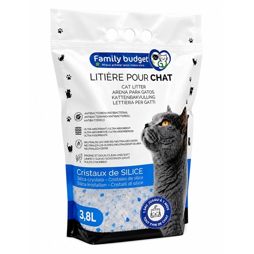 Family Budget Litière pour Chat Cristaux de Silice 3,8L