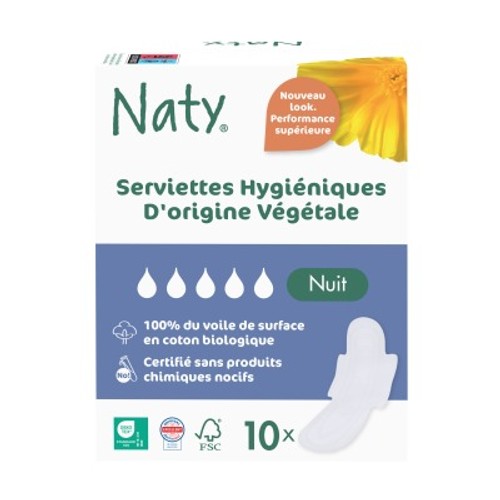 Naty Serviettes hygiéniques Nuit x10