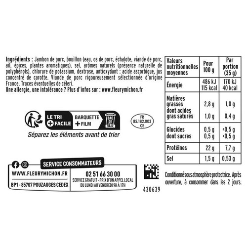 Fleury Michon Jambon Français D'Éleveurs Engagés X4