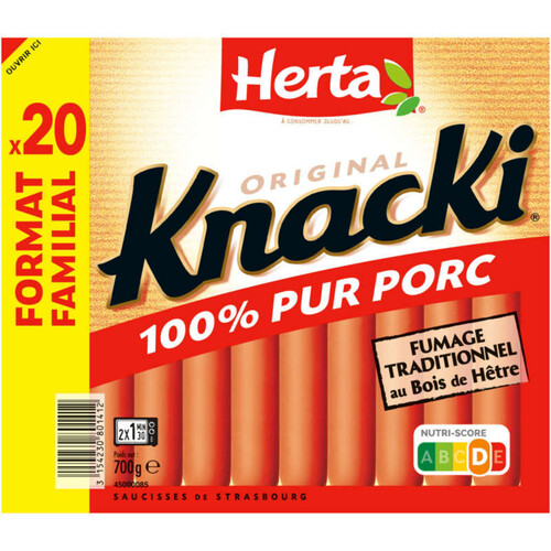 Herta Knacki saucisses 100% pur porc x20