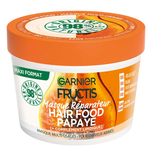 Garnier Fructis Hair Food Masque Réparateur Papaye Cheveux Abîmés 390ml