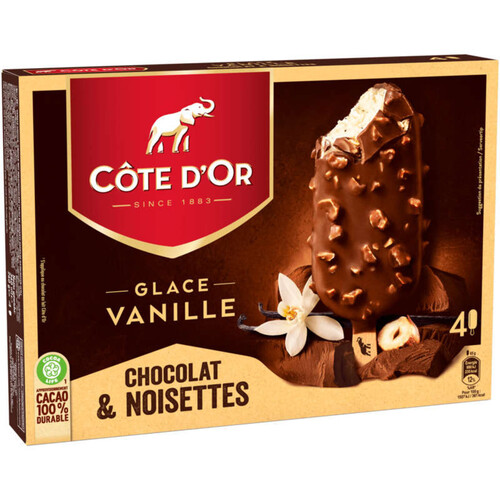 Côte d'Or 4 Bâtonnets Vanille Chocolat Lait Noisette 260g