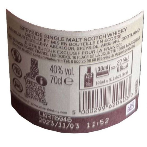 Aberlour Whisky single malt scotch 10 ans 70cl