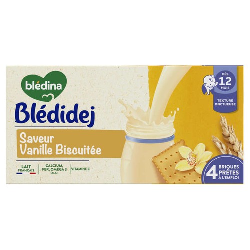 Bledina Blédidej Lait et Céréales Biscuité Vanille Dès 12 Mois 4x250ml