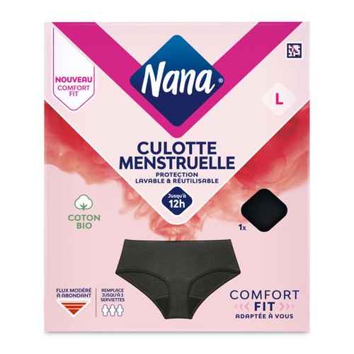 Nana Intime wear Culotte Menstruelle Noir en Coton Bio Taille L x1