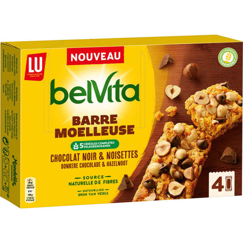 Lu Belvita Barres de Céréales Moelleuses Chocolat Noir et Noisettes 160g