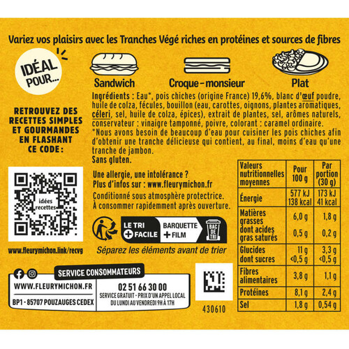 Fleury Michon Tranches de Pois Chiches x4 120g