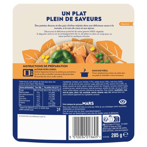 Ben's Original 100% Végétal Sauce Micro Ondable Tikka Masala 285g