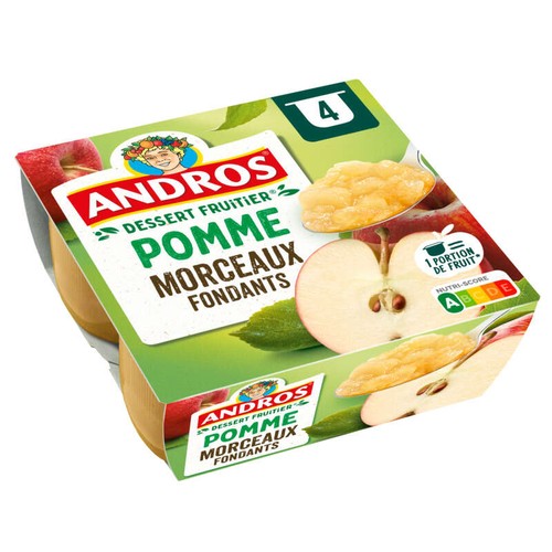 Andros Compote Pomme Morceaux fondants 4x100g 