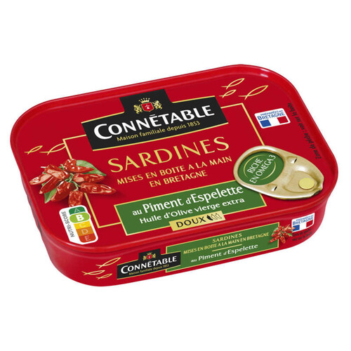 Connétable Sardines À L'Huile D'Olive & Au Piment D'Espelette Doux 115G