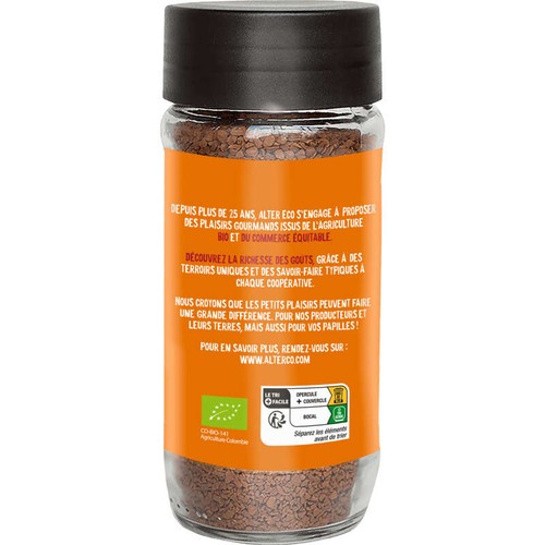 Alter Eco Pur Arabica Café Soluble Corsé Et Fruité Bio 100g