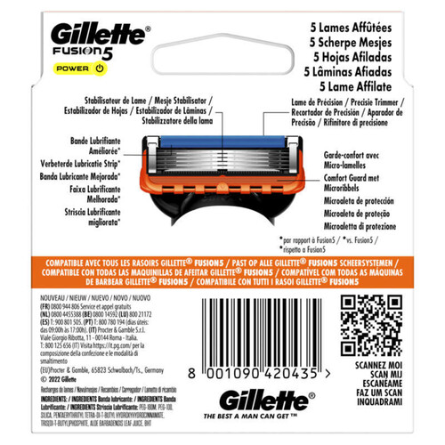 Gillette Fusion5 Power Lames De Rasoir x6