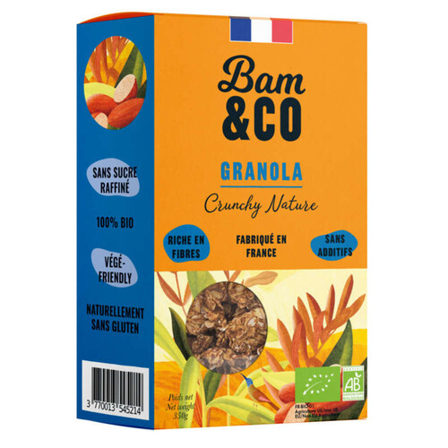BAM&Co Céréales Granola Crunchy Nature Bio 350g