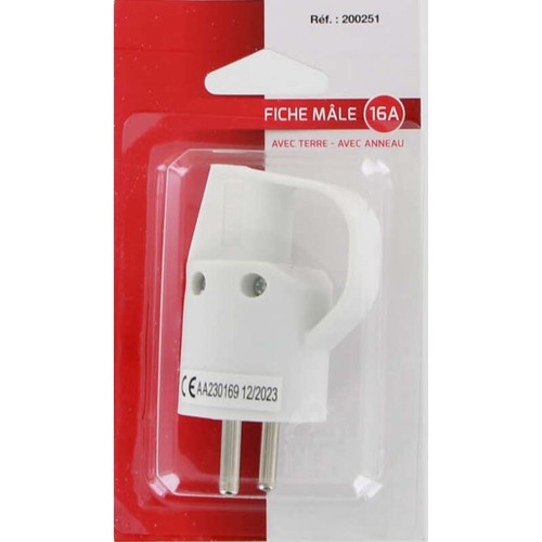 Trefilaction Fiche Mâle 2P 10/16A, Blanc