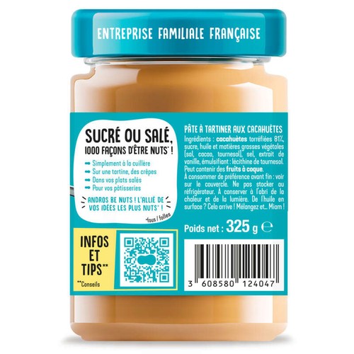 Andros Pâtes à Tartiner Cacahuètes Crémeuse 325g