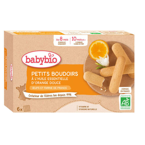 Babybio Petits Boudoirs à l'Huile Essentielle D'Orange Douce Dès 8/10M 120g
