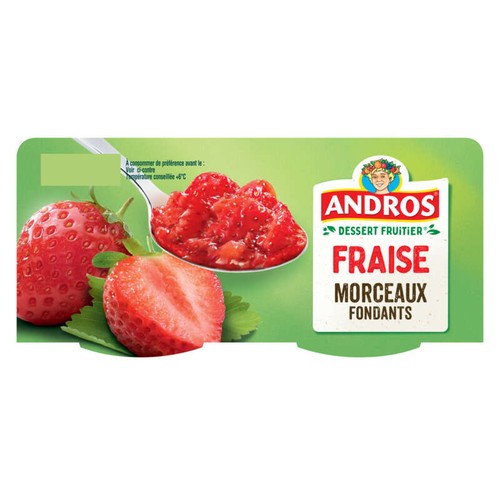 Andros Compote Fraise avec des morceaux fondants 4x100g