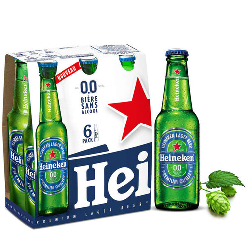 Heineken 0.0 bière blonde sans alcool 6 x 25 cl 0.0°.