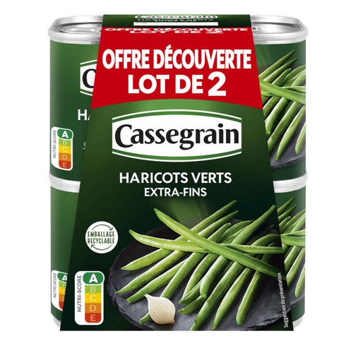 Cassegrain Haricots Verts Extra Fins Lot De 2 Boites 2x220g
