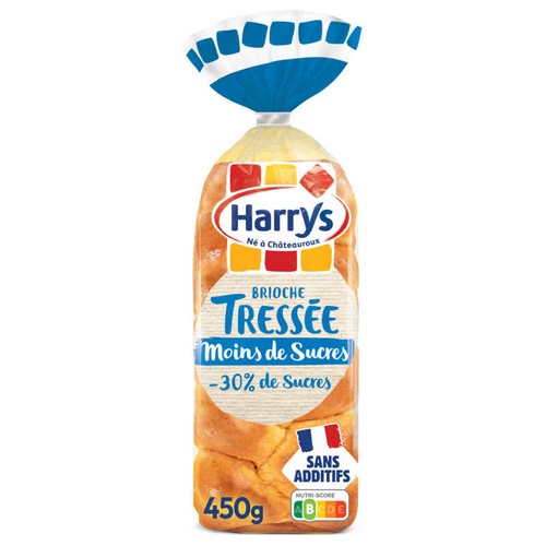 Harrys Brioche tressée moins de sucres sans additifs 450g