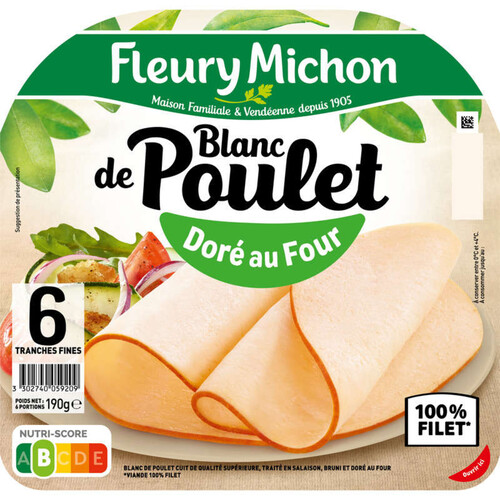 Fleury Michon Blanc de Poulet Doré au Four x6 190g