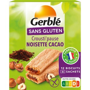 Gerblé Biscuit  Crousti' Pause Noisette Cacao Sans Gluten  125g
