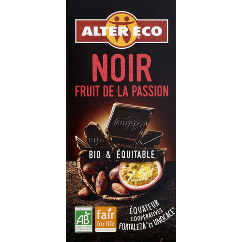 Alter Eco Chocolat Noir D'Equateur, Fruit De La Passion, Bio 100G