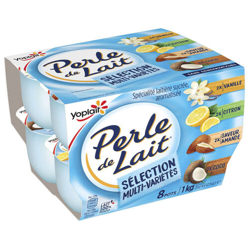Yoplait perle de lait panache yaourt brasse pots 8x125g