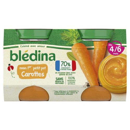 Blédina Mon 1er Petit Pot Carottesdès 4/6 mois 2x130g