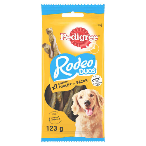 Pedigree Rodeo Duos Friandises au poulet et bacon pour chien 123g