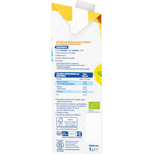 Bjorg Lait d'amande vanille Bio 1L