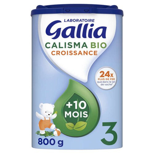 Gallia Croissance 3 Lait en poudre Bio dès 10 mois, 800g