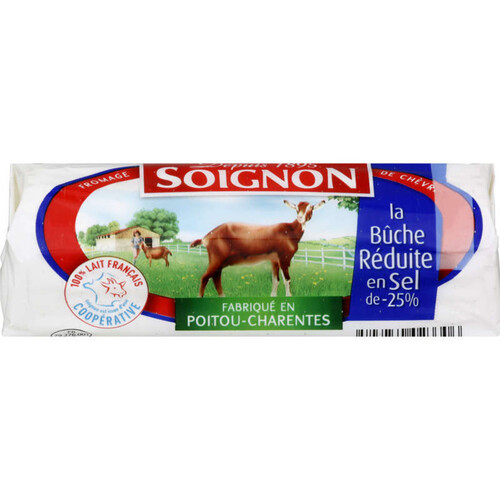 Soignon bûche de chèvre 25% de sel en moins 180g