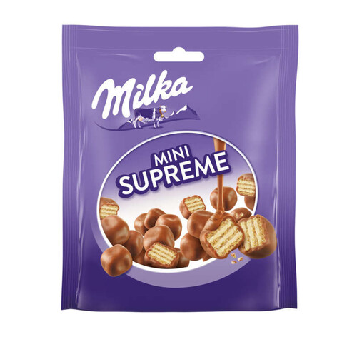 Milka Mini Suprême Biscuits Gaufrettes enrobés au Chocolat au Lait