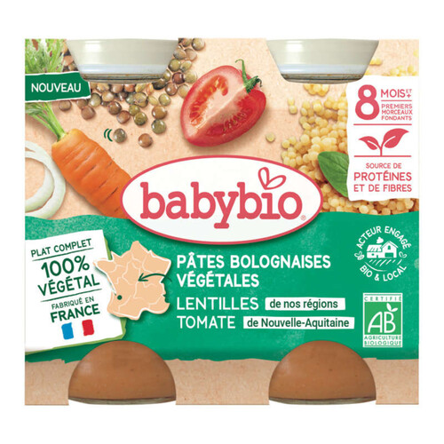 Babybio Pâtes bolognaises végétariennes-Carotte des Landes,