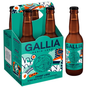 Gallia Champ Libre Biere Blonde non Filtrée 5,8% Vol 4x33cl