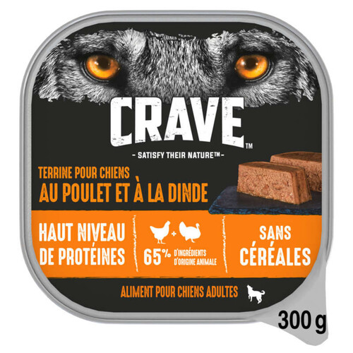 Crave Terrine Poulet & Dinde pour Chiens adultes sans Céréales 300g