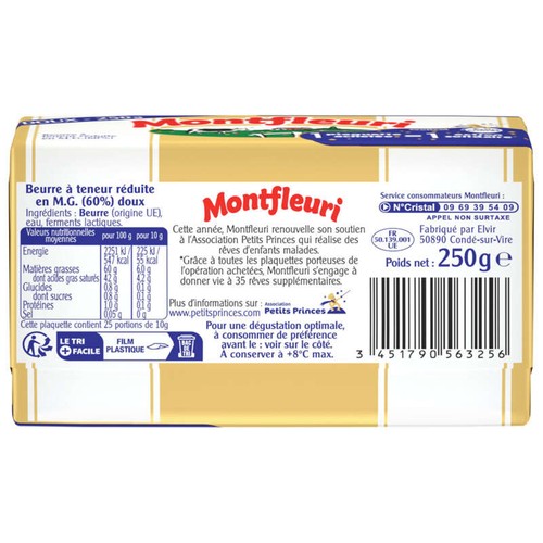 Montfleuri Beurre Doux 60% De Mg 250g