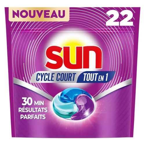 Sun Cycle Court Pastilles Lave-vaisselle Tout en 1 22 Lavages