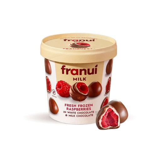 Franui Framboises Enrobées De Chocolat Au Lait 150g