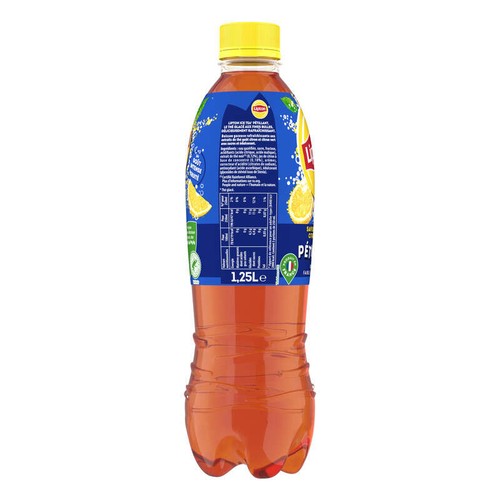 Lipton Ice Tea Thé Glacé Pétillant Saveur Citron et Citron Vert 1,25L
