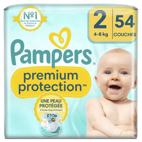 Pampers premium protection taille 2, couches x54, 4kg - 8kg