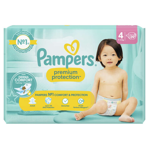 Pampers premium protection taille 4, couches x39, 9kg - 14kg
