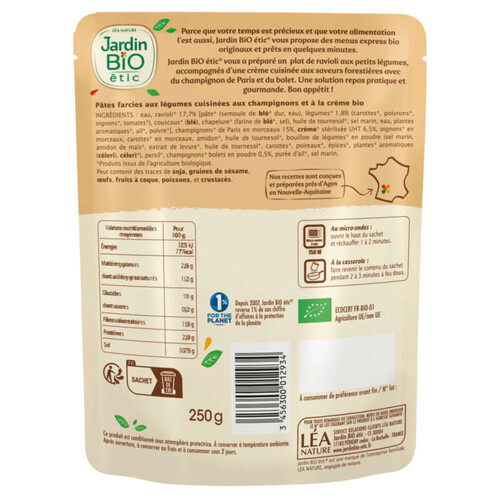 Jardin Bio Raviolis Champignons 250g