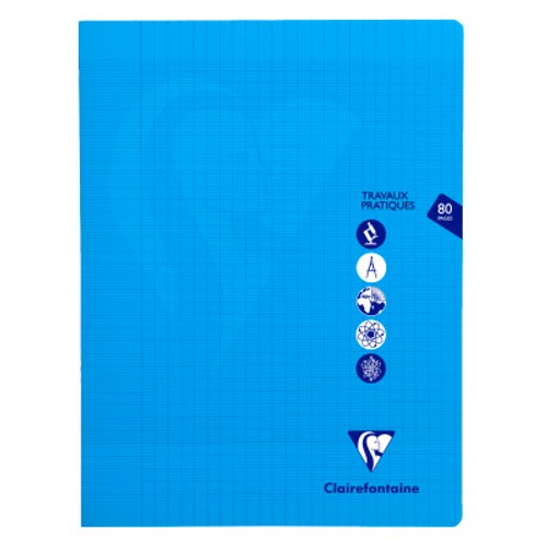 Clairefontaine Cahier 24x32cm, grands carreaux 80 p couleur aléatoire