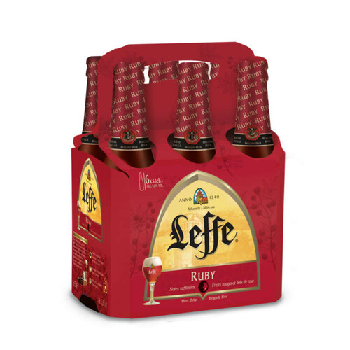 Leffe Ruby Bière fruitée Abbaye Belge Ruby 5° 6 x 33cl