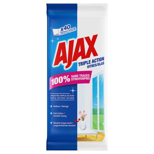 Ajax Triple Action Lingettes Vitres X40