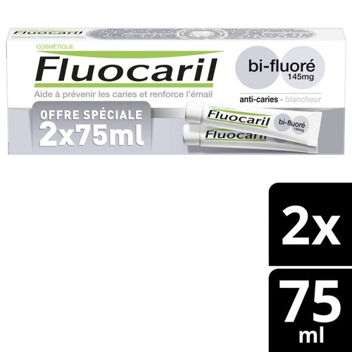 [Para] Fluocaril Dentifrice Blancheur Bi-Fluoré 145mg Lot 2x75ml