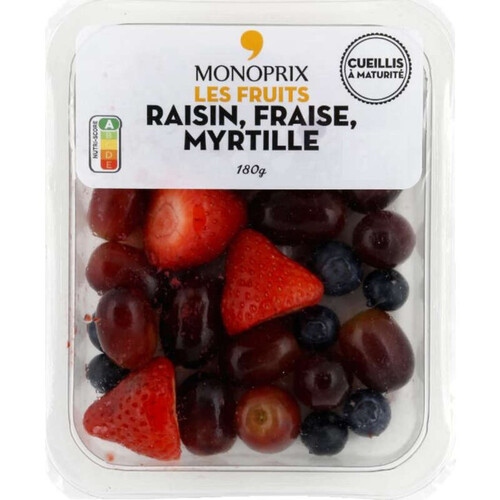 Monoprix Les Fruits Raisin Fraise Myrtille 180g