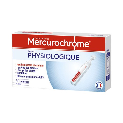 Mercurochrome Sérum Physiologique Unidose 30x5ml